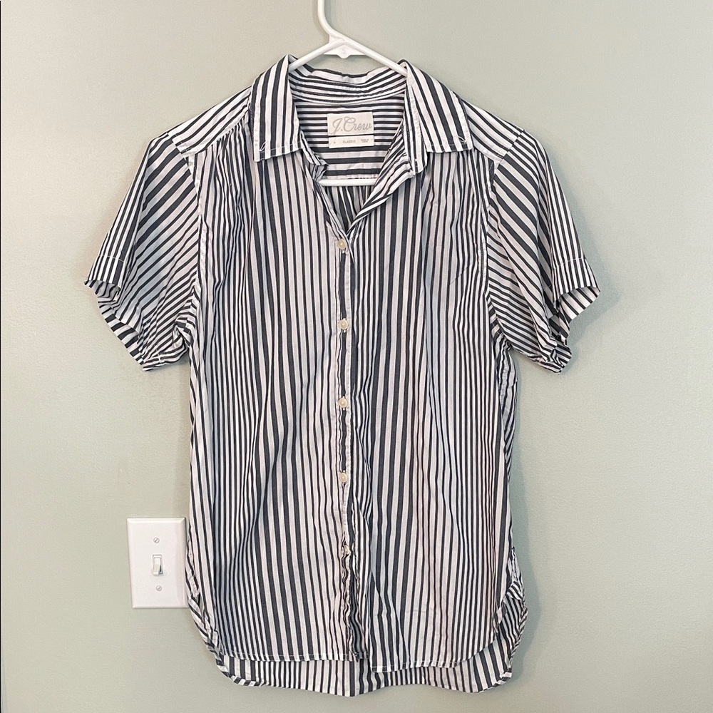 J. Crew Black and White Striped Button-Down Shirt